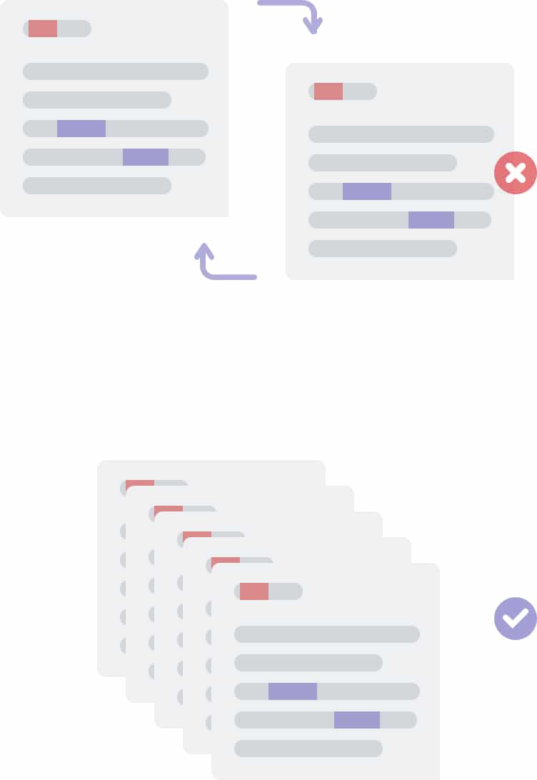 Digital drawings showing a comparison of two jobs in a talent pipeline versus a comparison of a number of jobs.