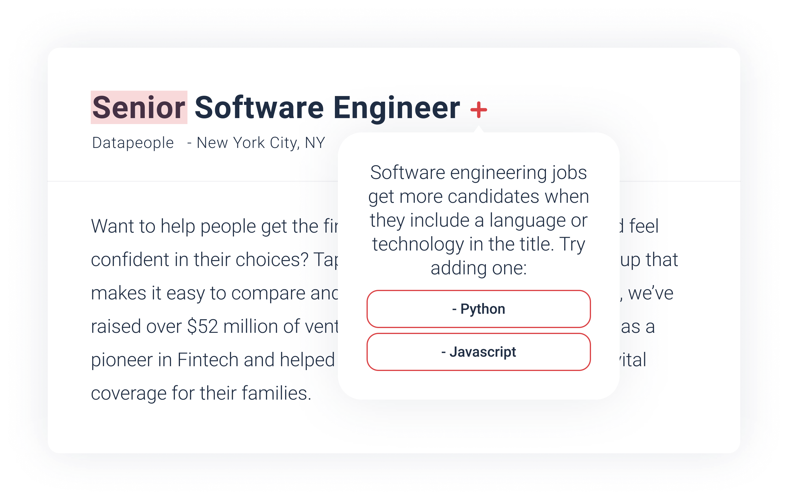 Graphic of job title guidance in job description software. 